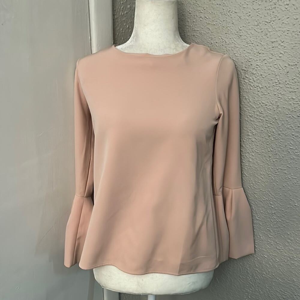 LOFT Ann Taylor Light Pink Double Weave Bell Sleeve Blouse XSP Casual Boho Indie